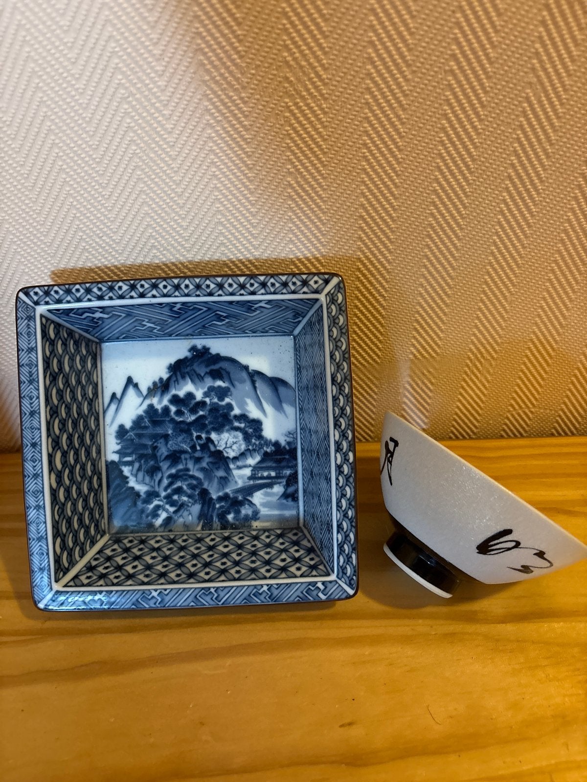 Antieke Japanse porseleinen kom en schaal, blauw-wit, Antiek en Kunst, Ophalen of Verzenden