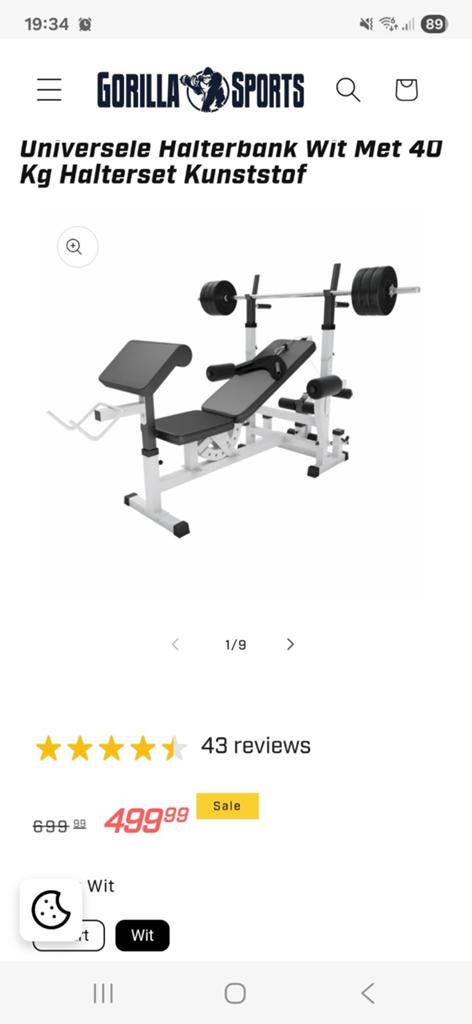 Universele Halterbank met 40 kg Halterset, Ophalen, Gebruikt, Benen, Fitnessbank