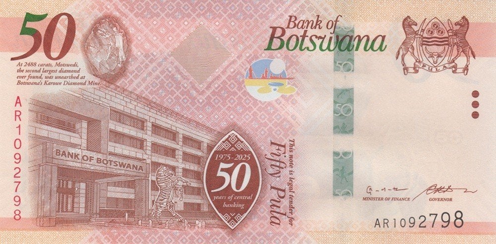 Botswana bankbiljet 50 Pula Commemorative Olymp. Winnaars, Ophalen of Verzenden, Overige landen, Los biljet