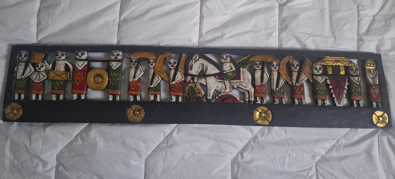 Traditioneel handgemaakt Balinees houten wandpaneel 98 x 19, Ophalen, Gebruikt