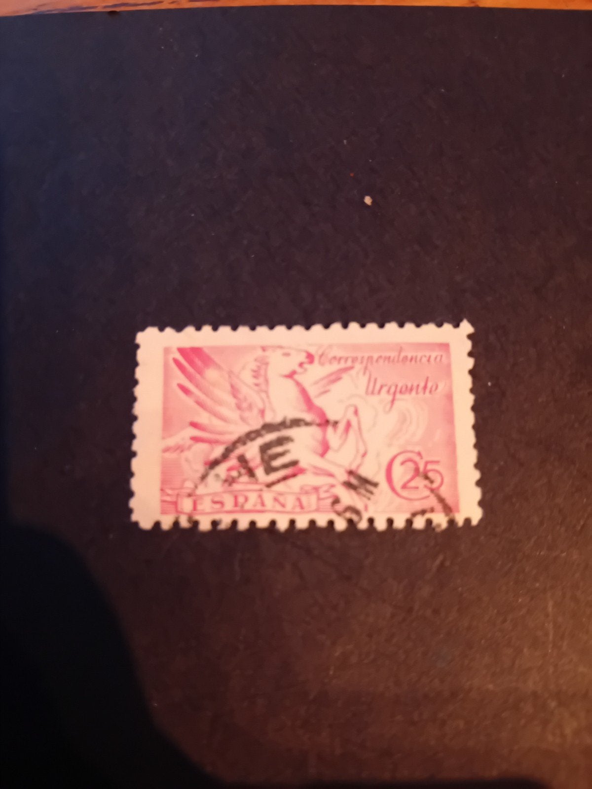 Gestempelde Spaanse postzegel met Pegasus, 25 cent, Ophalen of Verzenden, Overige landen, Gestempeld