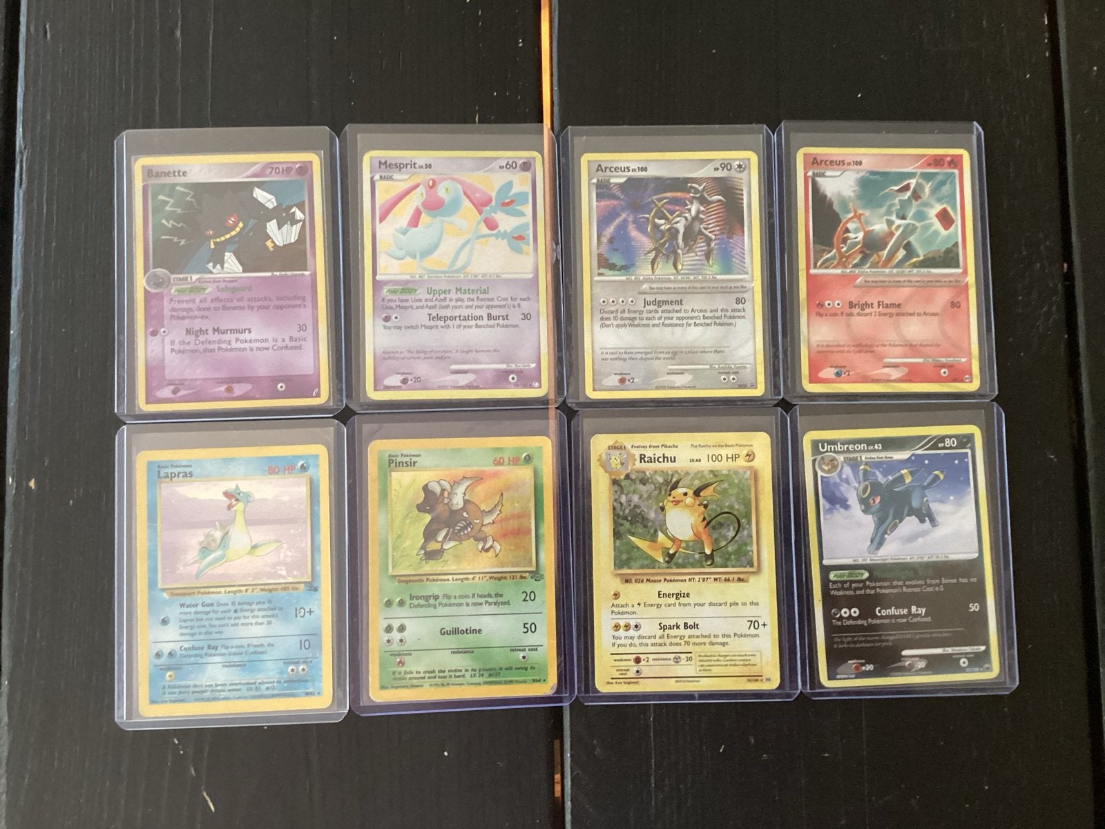 Pokémon kaarten: Banette, Mesprit, Arceus, Lapras, Raichu, U, Hobby en Vrije tijd, Ophalen of Verzenden, Zo goed als nieuw, Meerdere kaarten