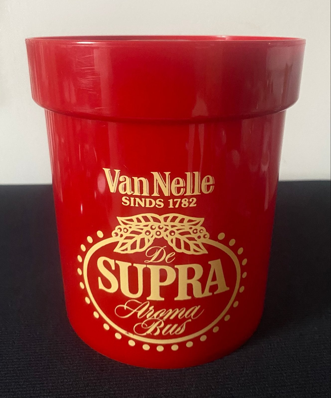 Rode koffie voorraadbus Van Nelle Supra Aroma. H. 16 cm., Ophalen of Verzenden, Zo goed als nieuw, Gebruiksvoorwerp