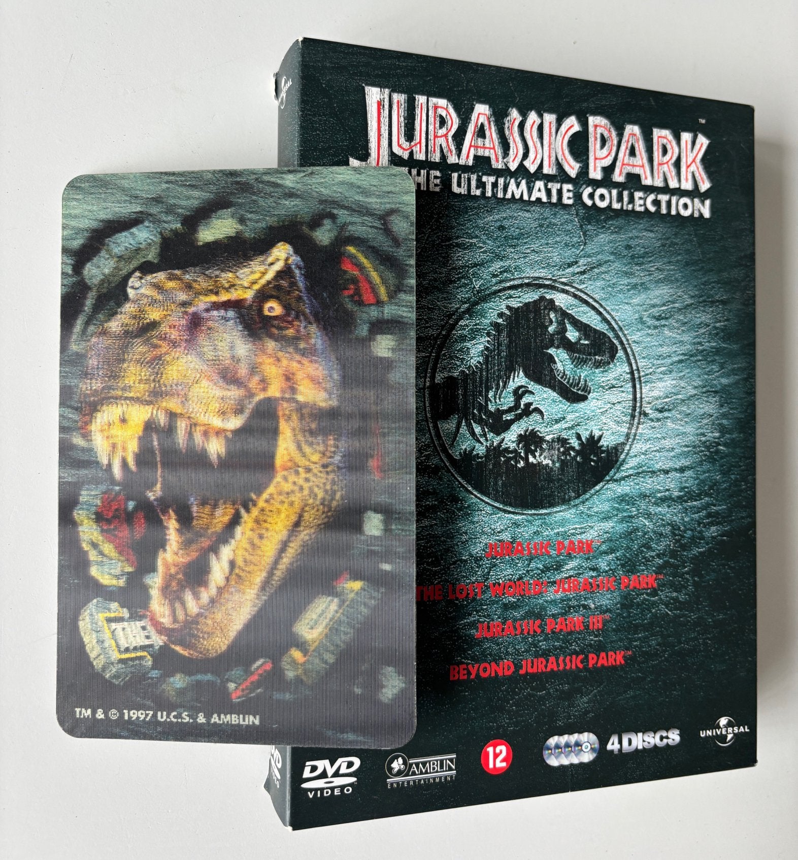 Jurassic Park - 4 DVD Collectie (incl. Card) Sam Neill, Cd's en Dvd's, Engels, Ophalen of Verzenden, Zo goed als nieuw, Spaans
