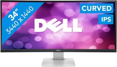 Dell UltraSharp U3415W Zilver, Zwart Curved, Ophalen, Zo goed als nieuw, 25 tot 50 cm, Rechthoekig