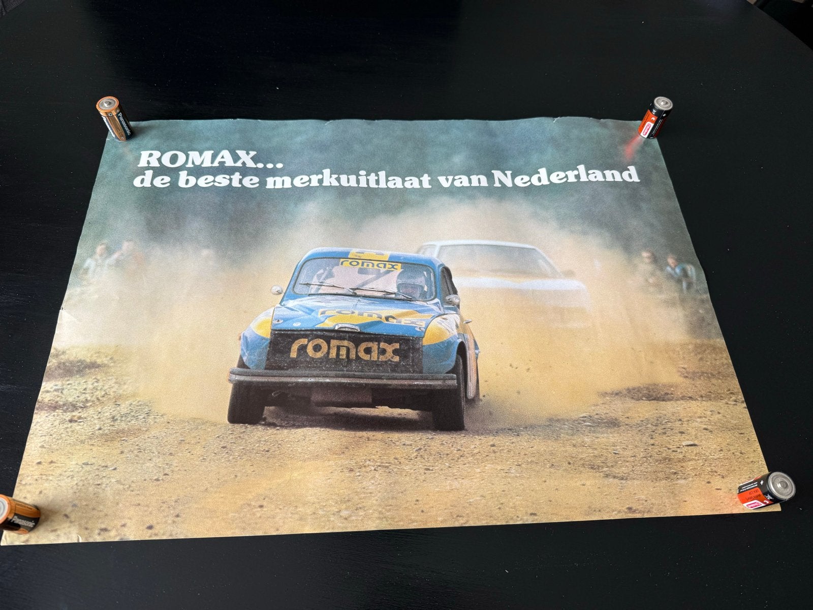 Vintage Romax merkuitlaat reclame poster dubbelzijdig, Ophalen, Gebruikt, Rechthoekig Liggend, A1 t/m A3