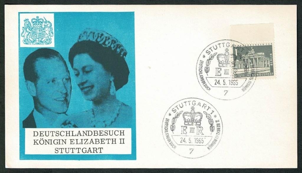 Royalty Queen Elizabeth II Staatsbezoek B.R.D./Stuttgart1955, Ophalen of Verzenden, Buitenland, Kaart, Foto of Prent