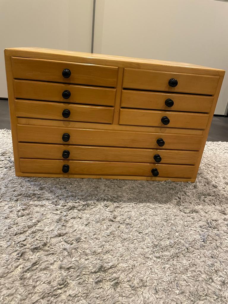 Gelakt Houten Ladekastje met 9 Lades - ideaal voor hobby, Ophalen, Gebruikt, 5 laden of meer, 50 tot 100 cm