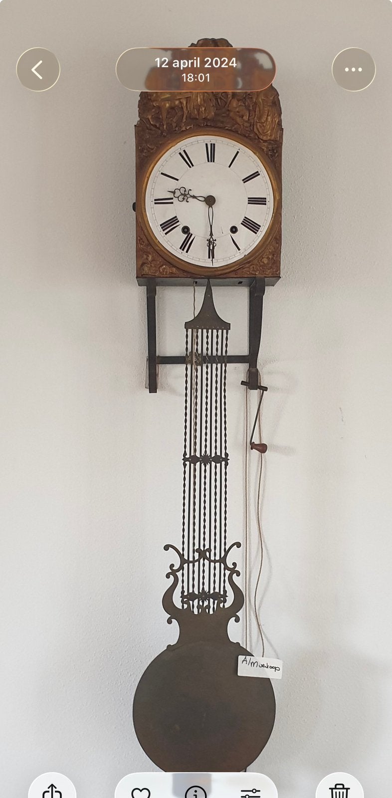 Antieke oude friese stoelklok compleet met gewichten slinger, Antiek en Kunst, Ophalen