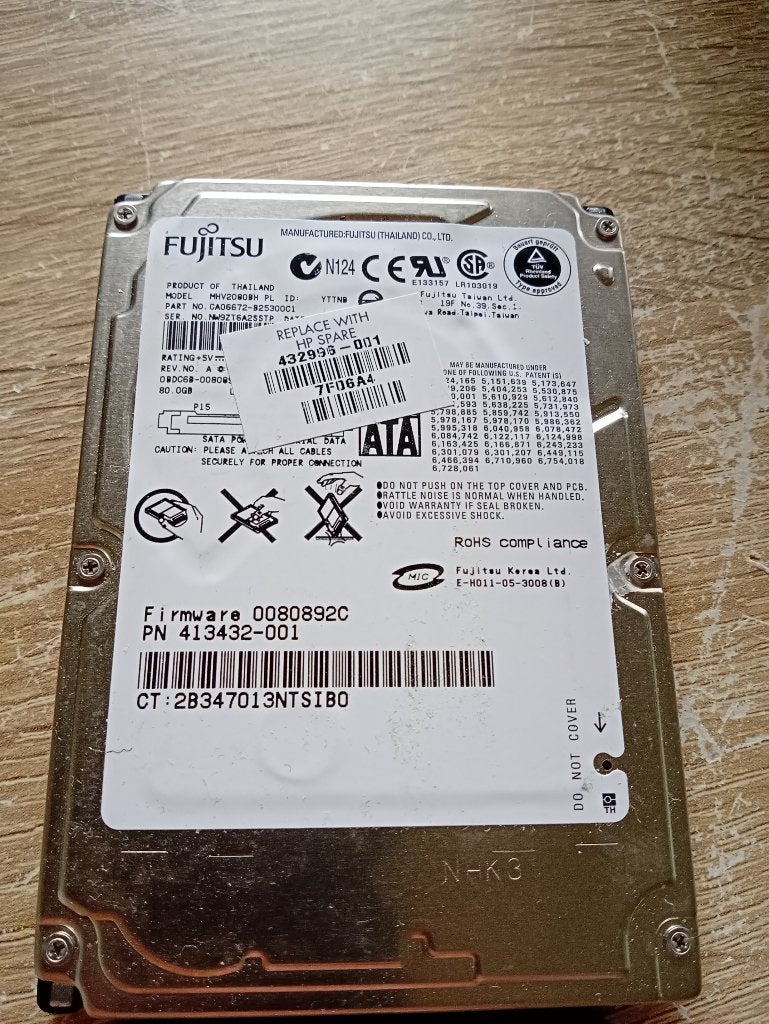 Fujitsu MHY2080BH 80GB, Intern, Ophalen of Verzenden, Zo goed als nieuw, Laptop