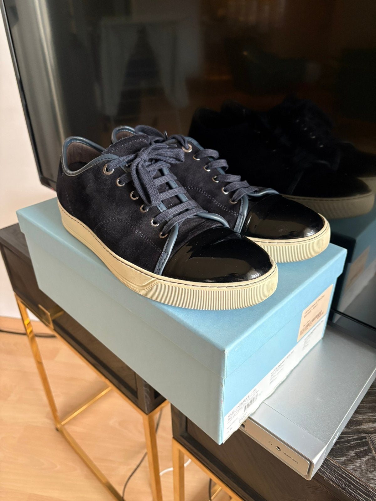 Lanvin DBB1 Sneakers Navy Suède/Lakleer - UK9/EU43, Kleding | Heren, Schoenen, Ophalen of Verzenden, Zo goed als nieuw, Blauw