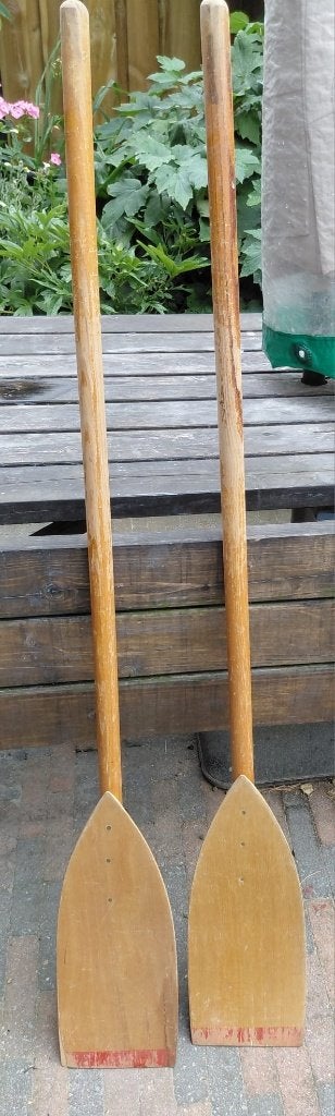 Houten (vintage)  peddels - 132,5 cm lang, Watersport en Boten, Ophalen, Gebruikt, Enkelbladige peddel