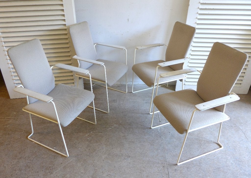 Set van 4 retro vintage eetkamerstoelen Hennie de Jong, Ophalen, Gebruikt, Wit, Onbekend