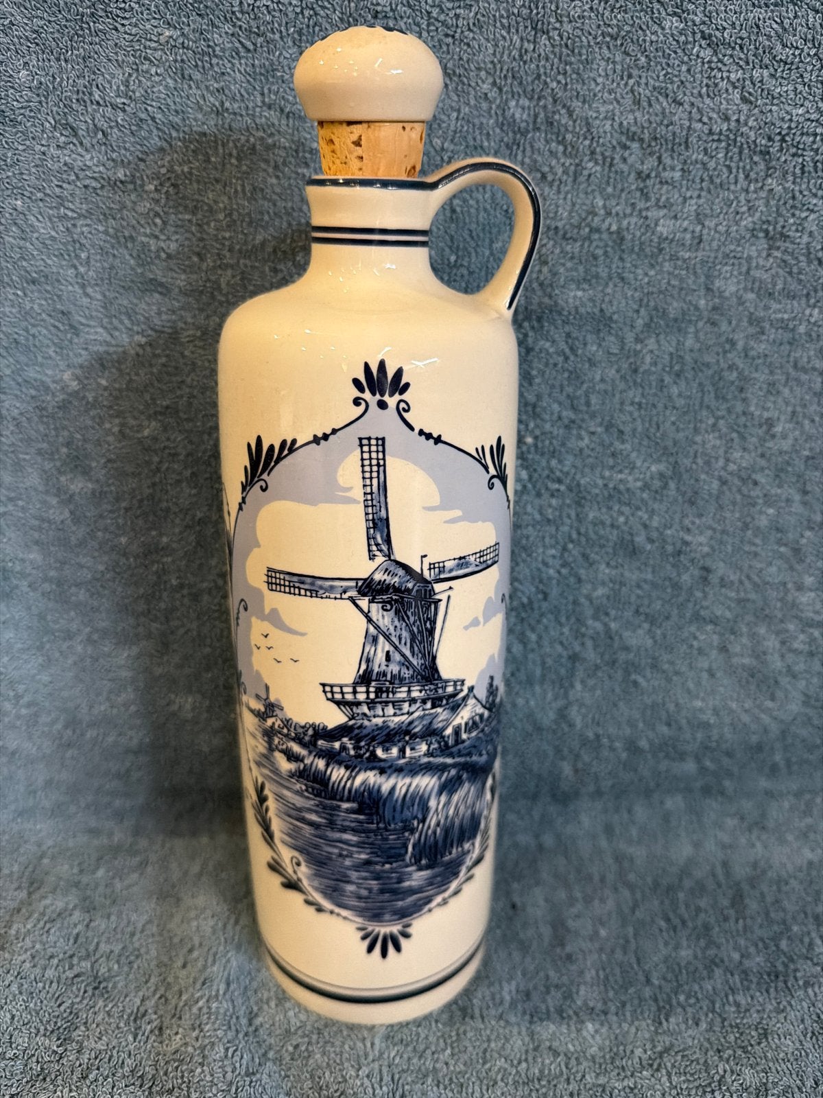 Delfts Blauwe Bols Jenever Kruik met Molen Decoratie, Ophalen of Verzenden