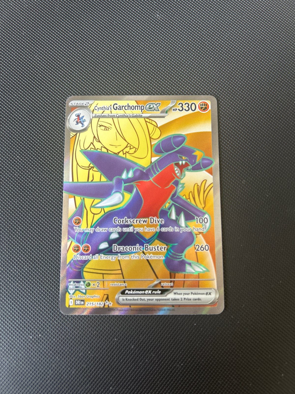 Cynthia's Garchomp EX dri215, Ophalen of Verzenden, Zo goed als nieuw, Losse kaart, Foil
