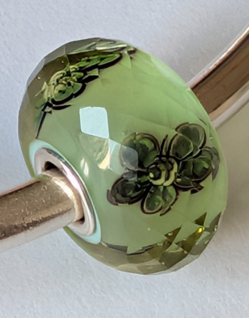Trollbeads GROEN IN BLOEI, FACET kraal, -, Verzenden, -, Zo goed als nieuw