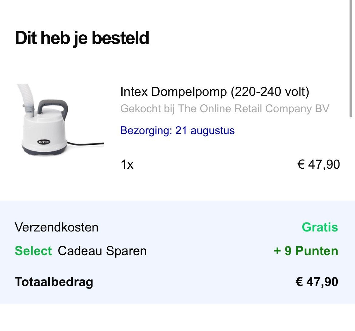 Intex Dompelpomp, Ophalen of Verzenden, Zo goed als nieuw, 250 meter of meer