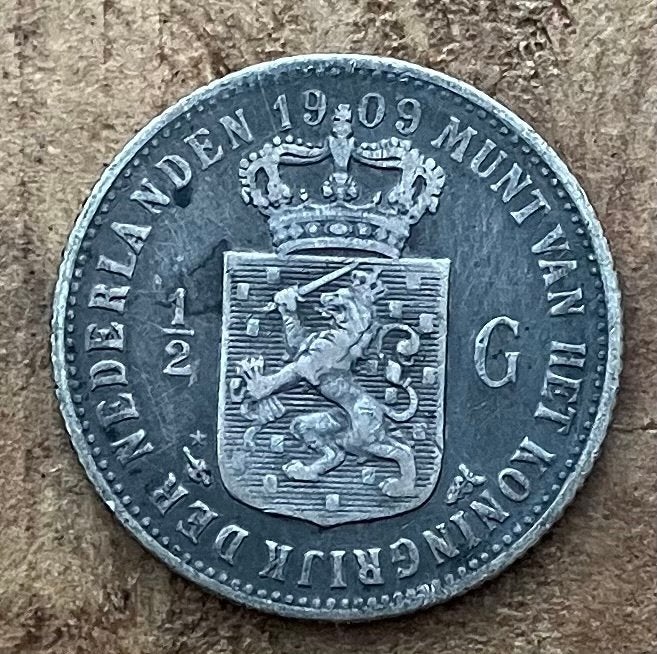 halve gulden 1909 Wilhelmina, Ophalen, ½ gulden, Zilver, Koningin Wilhelmina