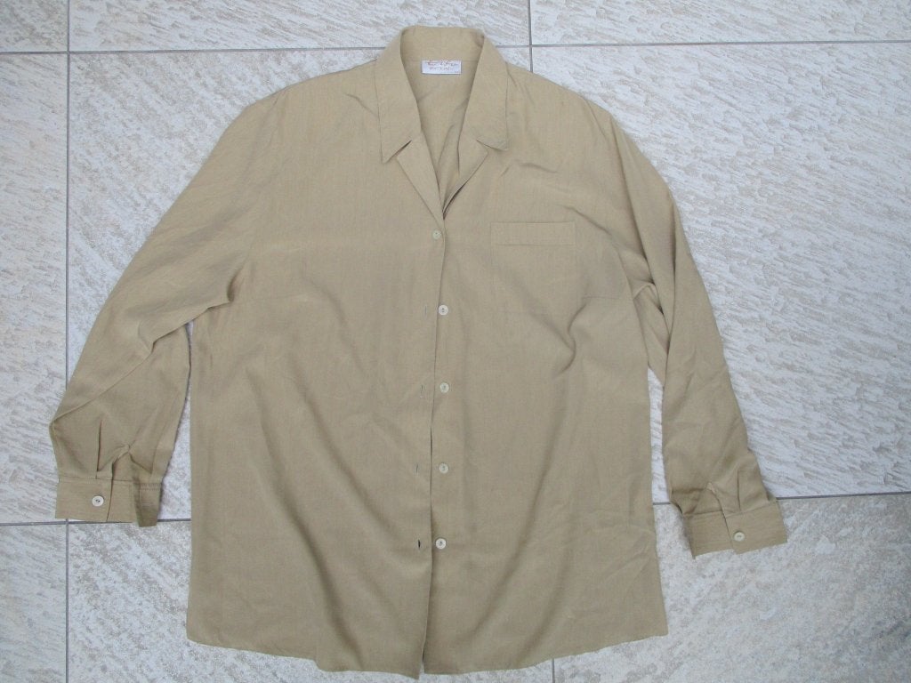 Blouse beige bruin lange mouwen maat 44 Erfo, Beige, Maat 42/44 (L), Ophalen of Verzenden, Zo goed als nieuw