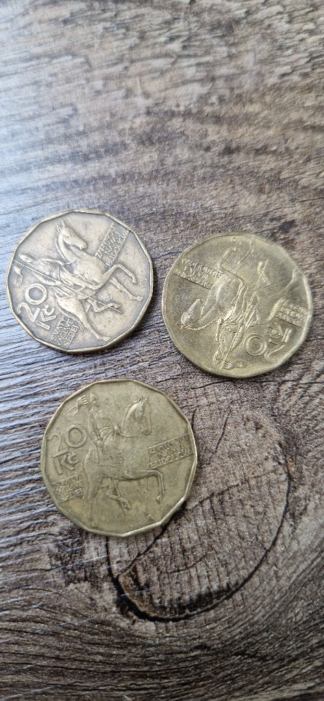 Tsjechische Kronen Munten Set - 20 Kč en 1 Kč, Ophalen of Verzenden, Overige landen, Setje