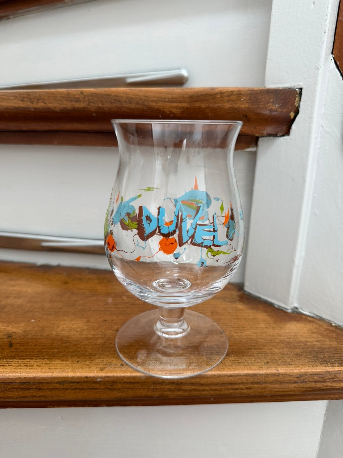 Duvel bierglas Yan Sorgi 2014, Ophalen of Verzenden, Zo goed als nieuw, Glas of Glazen, Duvel