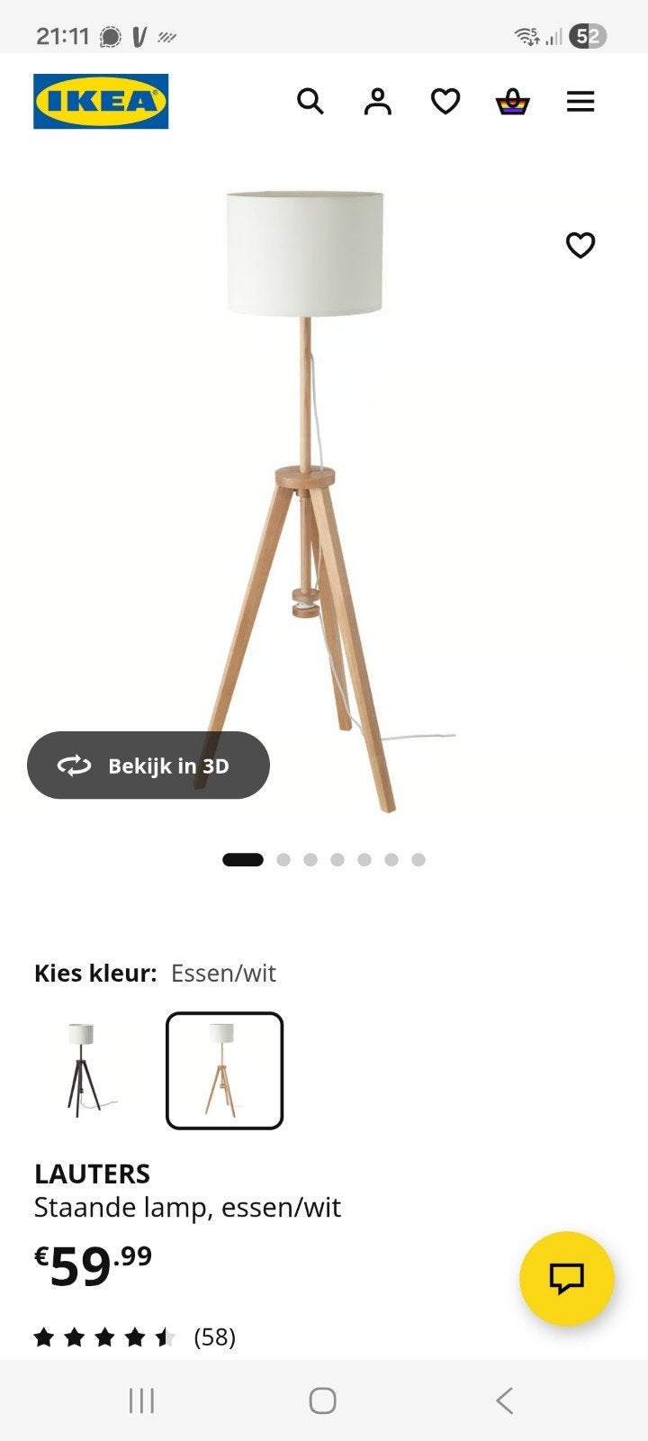 IKEA Vloerlamp met driepoot en 2 kappen, Ophalen, Gebruikt, Modern, Scandinavisch, 100 tot 150 cm