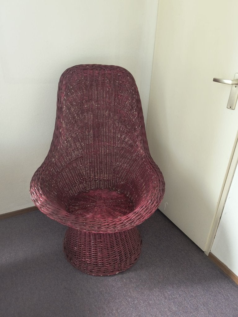 Rotan / Rieten stoel met hoge leuning Vintage, Ophalen, Gebruikt, Riet of Rotan, Eén
