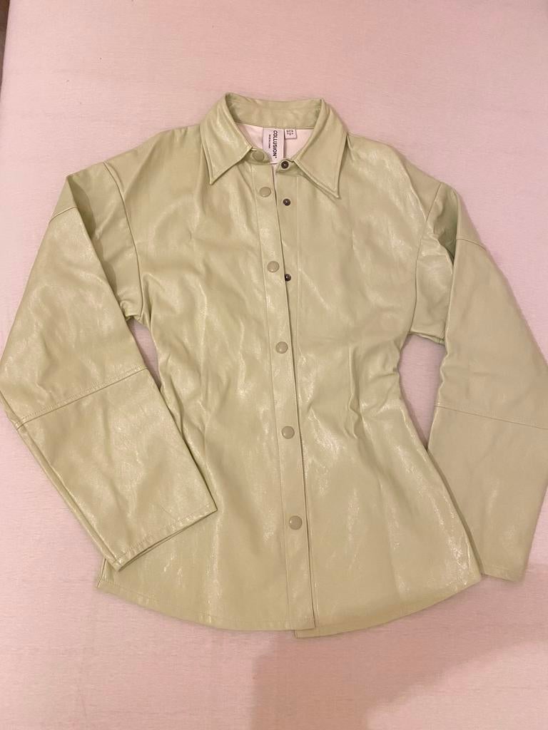 Collusion getailleerd vinyl overhemd, Kleding | Dames, Ophalen of Verzenden, Zo goed als nieuw, Maat 34 (XS) of kleiner, Groen