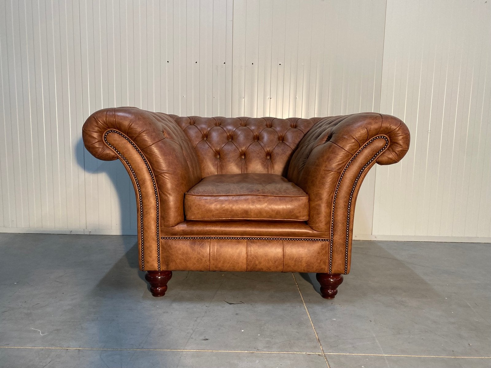 XL Chesterfield club fauteuil whisky cognac, Ophalen, 75 tot 100 cm
