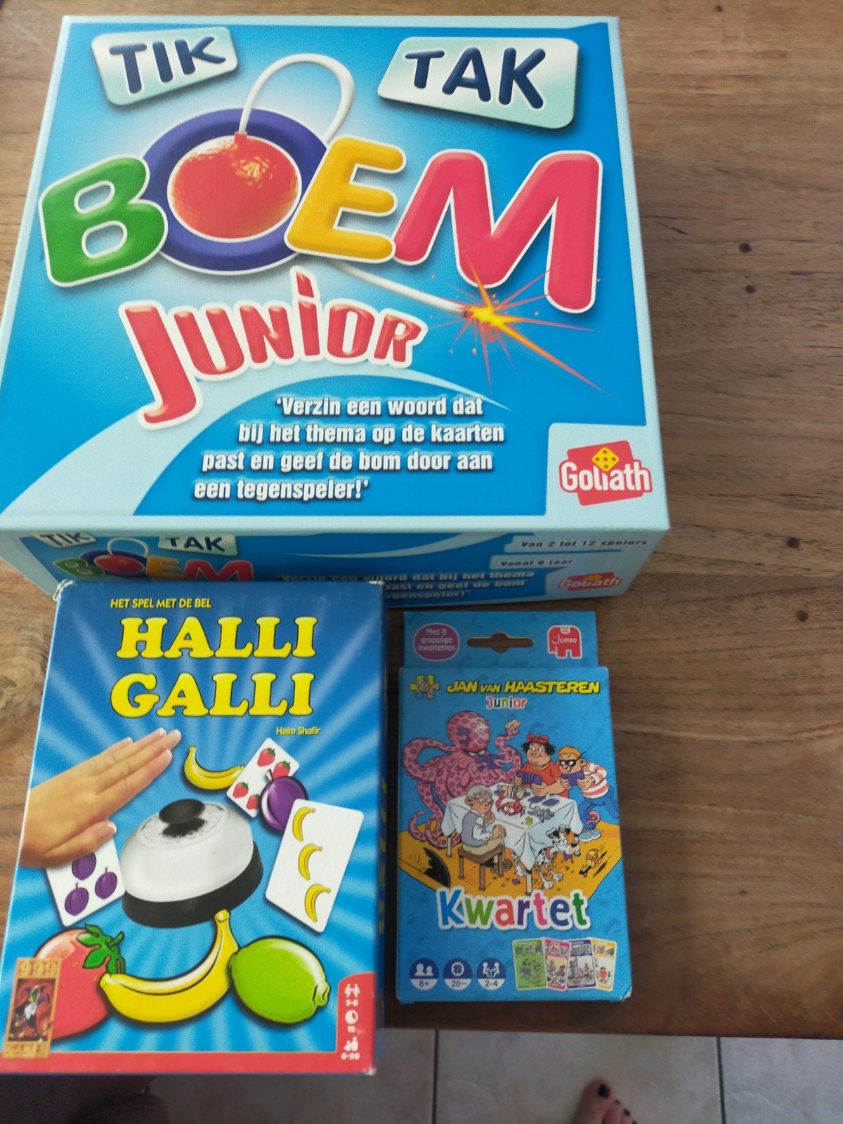 Tik Tak Boem Junior, Halli Galli & Jan van Haasteren Kwartet, Vijf spelers of meer, Ophalen, Gebruikt, Goliath, 999 Games, Jumbo