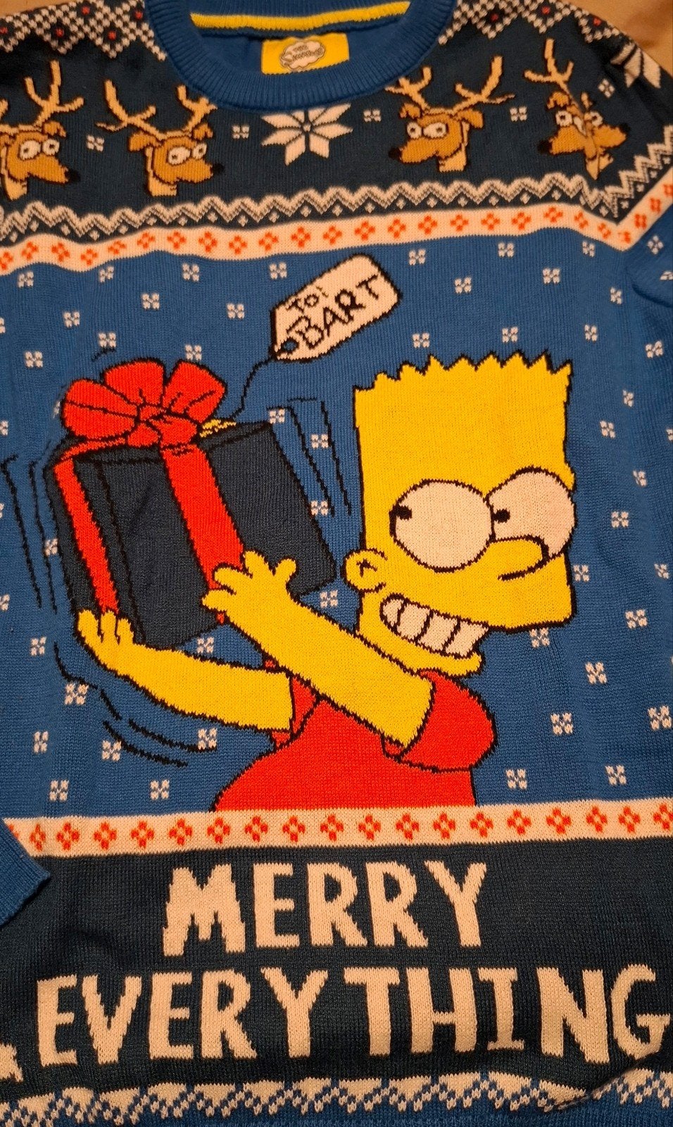 Kersttrui - Maat 140/146 foute kersttrui, Ophalen, Zo goed als nieuw, The Simpsons, Trui of Vest