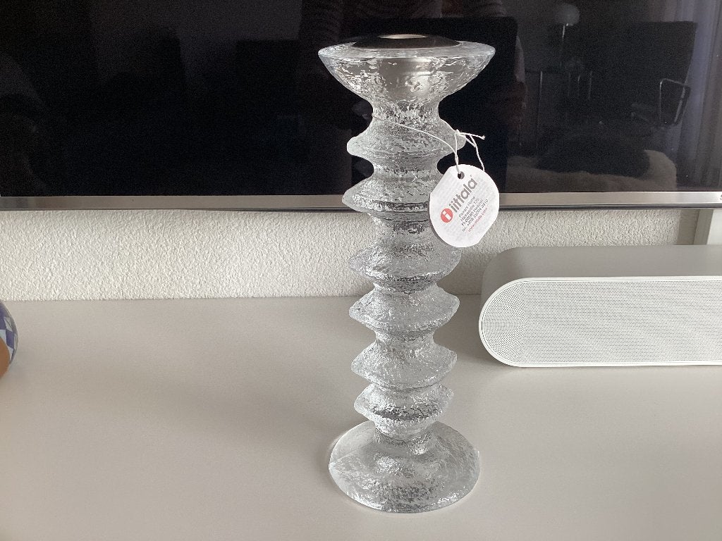 Iittala Festivo Kandelaar Timo Sarpaneva met metalen inzet, Huis en Inrichting, Ophalen, Wit, Nieuw, Glas