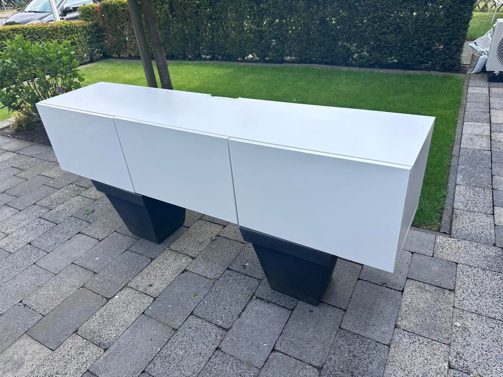 Tv-meubel met deuren, wit/Lappviken wit,, Ophalen, 150 tot 200 cm, Zo goed als nieuw, Minder dan 100 cm