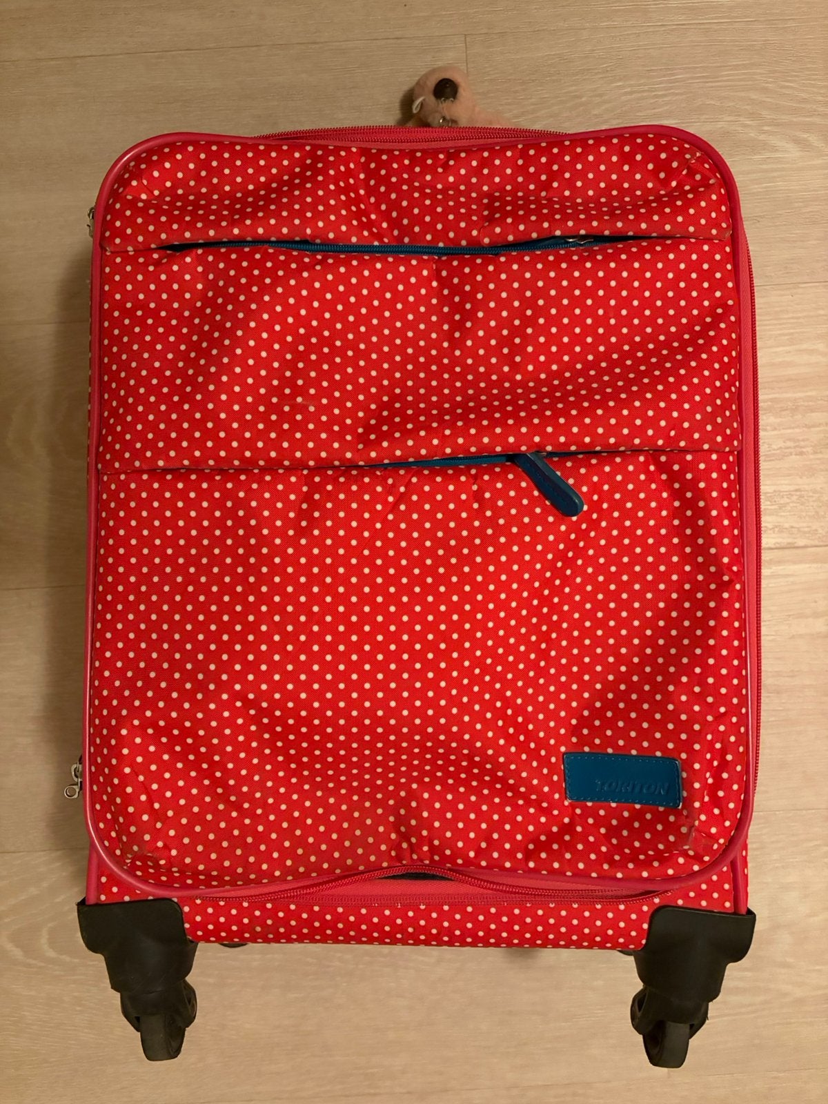 Koffertje rood met witte stippen, Wieltjes, Minder dan 50 cm, Ophalen of Verzenden, Zo goed als nieuw