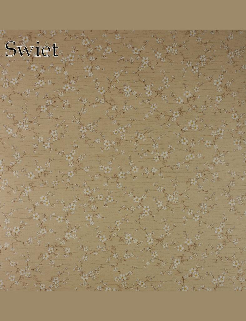 4348 Vintage oud bloesembehang 70s met beige jutelook, Ophalen of Verzenden, Minder dan 10 m², Beige