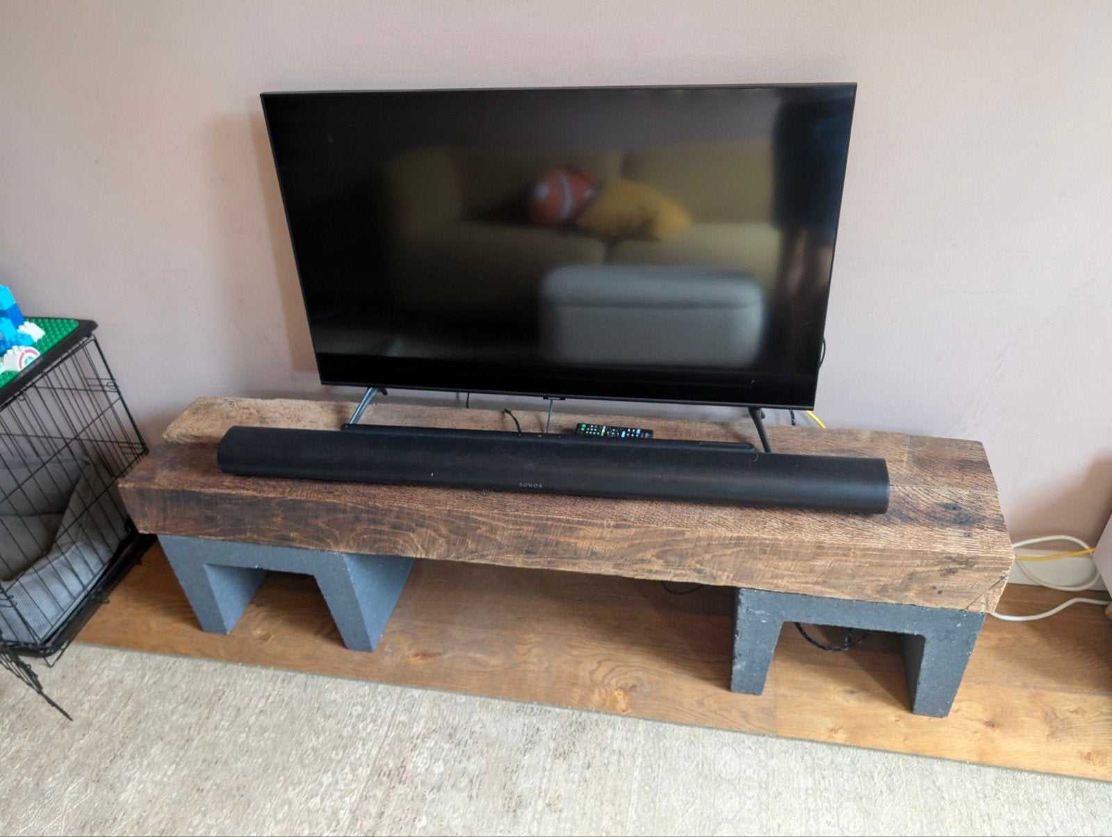TV Meubel industrieel met bielzen, Ophalen, Gebruikt, 150 tot 200 cm, Minder dan 100 cm