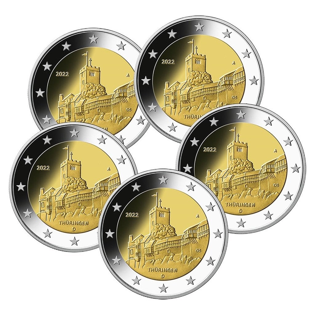 2 euro Duitsland 2022 - Thuringen ADFGJ (UNC), Postzegels en Munten, Ophalen of Verzenden, Duitsland, 2 euro, Losse munt