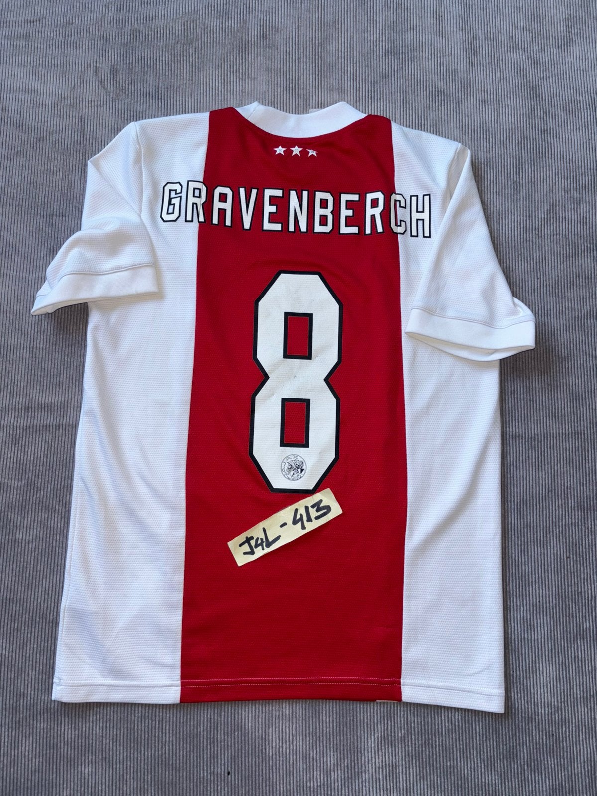 Ajax shirt Adidas 20/21 oude logo Gravenberch afca fside tdk, Verzenden, Zo goed als nieuw, Ajax, Shirt