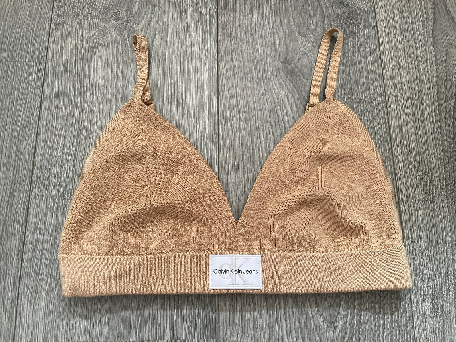 calvin klein jeans beige bruine bralette bh top mt L, Ophalen of Verzenden, Beige, BH