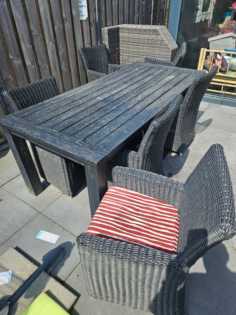 Tuintafel met 6 stoelen, Ophalen, Gebruikt