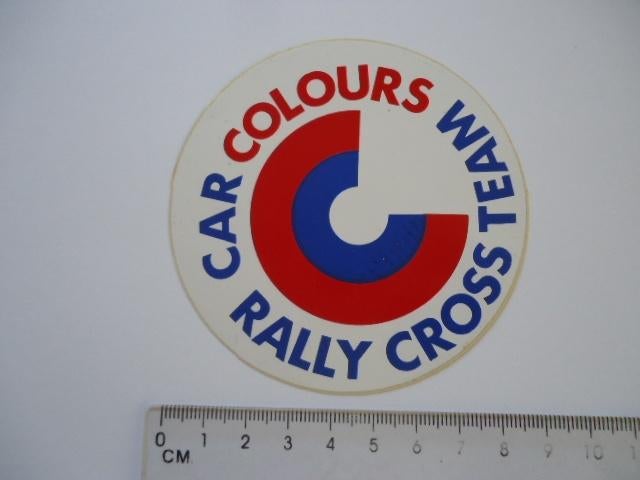sticker oud Rallycross Car Colours autosport rally cross, Verzamelen, Stickers, Verzenden, Zo goed als nieuw, Bedrijf of Vereniging