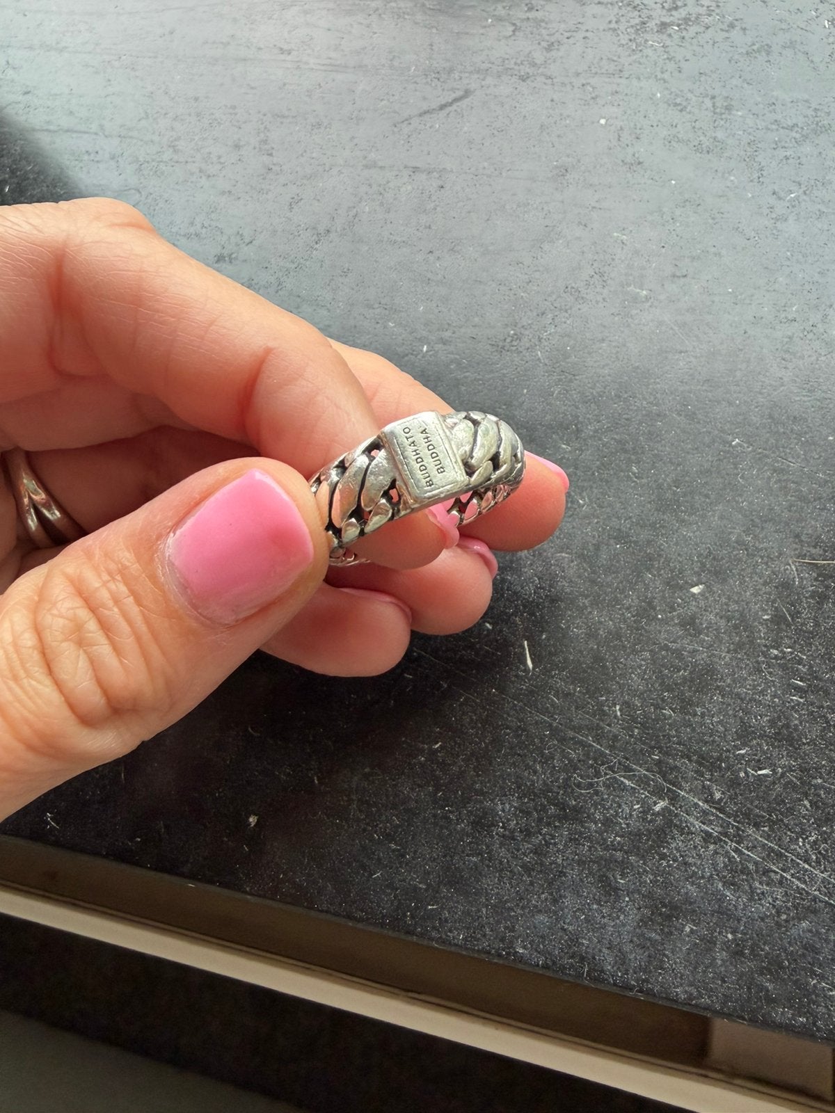 Originele Buddha to Buddha ring 925 sterling zilver, Sieraden, Tassen en Uiterlijk, Ringen, Gebruikt, 19 tot 20, Ophalen of Verzenden