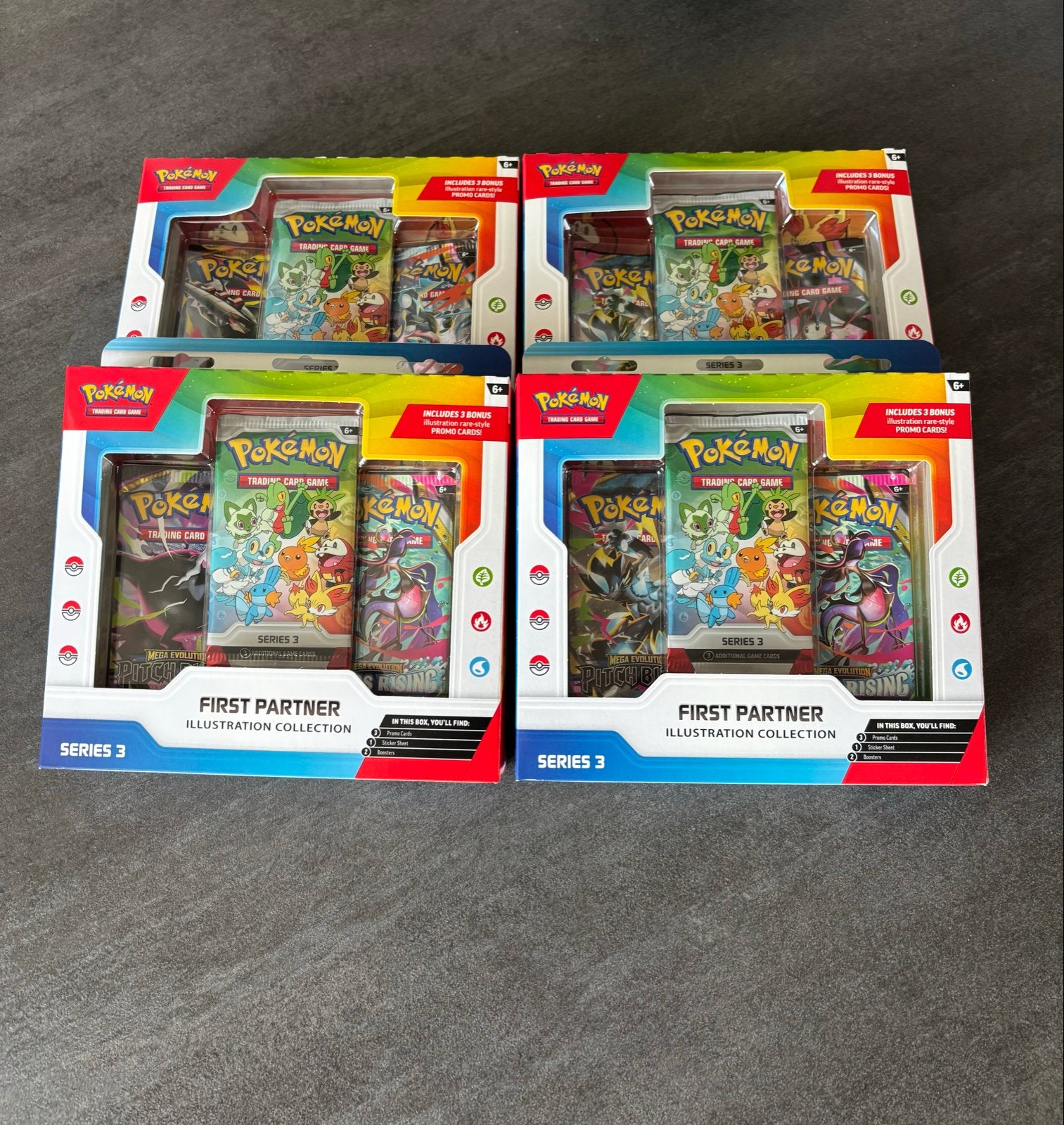 4x Pokémon First Partner Illustration Collection Series 3, Verzenden, Nieuw, Boosterbox, Foil