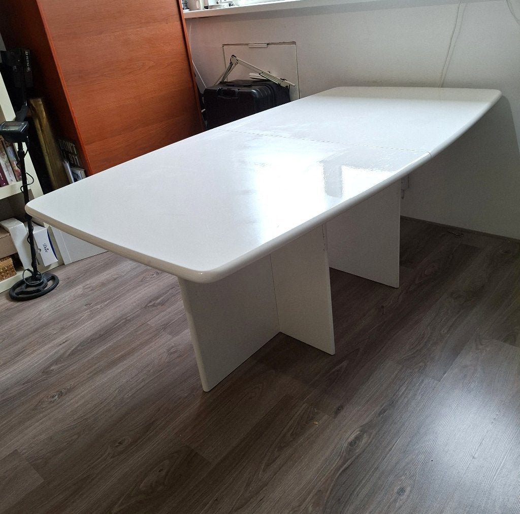 Uitschuifbare eettafel jaren 80., Ophalen, Gebruikt, 50 tot 100 cm, Vijf personen of meer