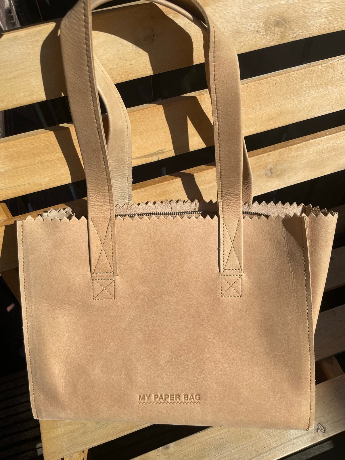MYOMY Handtas ‘Paper Bag’ Beige Leer, Ophalen, Zo goed als nieuw, Beige, Handtas