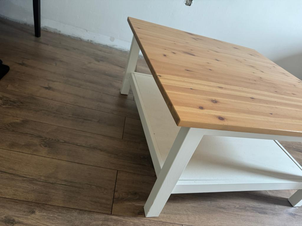 salontafel / woonkamer tafel houtlook met wit onderstel, Huis en Inrichting, Complete inboedels, Ophalen of Verzenden