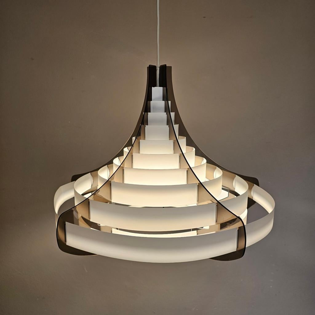 Grote Deense hanglamp Fleming Brylle & Preben Jacobsen, Vintage Deens design, Kunststof, Gebruikt, Ophalen of Verzenden