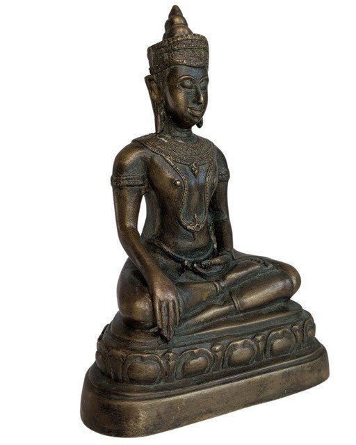 Thaise bronzen Boeddha – oude vergulding - 081, Gebruikt, Ophalen of Verzenden, Bruin, Overige materialen