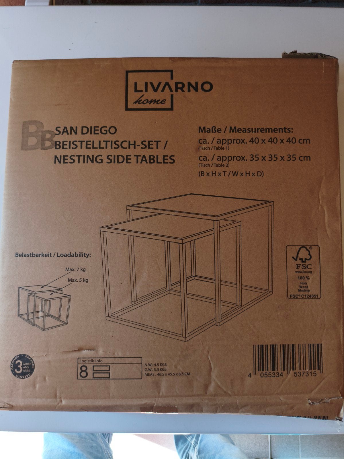 LIVARNO home San Diego Nesting Side Tables - Nieuw, Huis en Inrichting, Minder dan 55 cm, Metaal of Aluminium, Vierkant, Nieuw