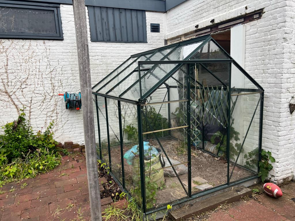 Kas 1.90x 2.55 met schuifdeur en veiligheidsglas, Ophalen, Gebruikt, Kweekkas, Glas